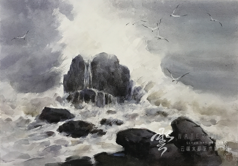 陶田恩 《鸥歌》 56*37cm 1983年
